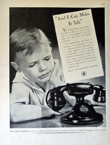 Bell Telephone System, 30's Full Page B&W Illustration, 10 1/2" x 13 3/4" Pri... - $17.89