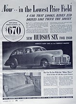 1940 Hudson Six, 30&#39;s Print ad. B&amp;W Illustration ($806) Authentic original, V... - £14.28 GBP