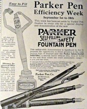 Parker Fountian Pen. 1916 Print Advertisment. B&amp;W Illustration, 5 1/2&quot; x... - $17.89