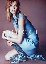 Gucci, Print ad. Full Page Color Illustration (woman in blue leather) Origina... - £14.34 GBP