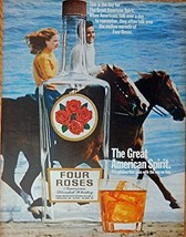 Four Roses Whiskey, 60&#39;s Print ad. Full Page Color Illustration (man and woma... - £13.98 GBP