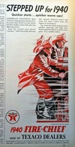 1940 Fire Chief, 40's B&W Illustration, 5 1/2" x 11 1/4" Print Ad. (Texaco De... - $17.89