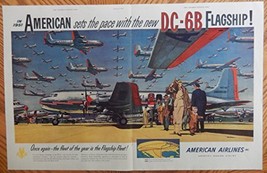 American Airlines, 50&#39;s Print Ad. Two Page Centerfold Color Illustration (DC-... - £13.37 GBP