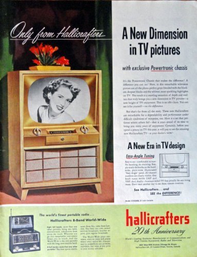 Hallicrafters TV's, 50's Print Ad. Color Illustration (a new era in TV design... - $17.89