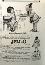 Jell-O, 1913 B&amp;W Illustration, 5 1/2&quot; x 8 1/2&quot; Print Ad. (when mamma is sick)... - £14.06 GBP