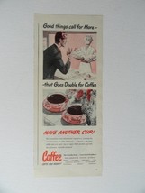 Coffee/Pan American Coffee Bureau, 40&#39;s Print Ad. Color Illustration, pa... - $17.89
