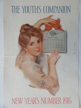 1916 calendar, The Youth's Companion, Cover, 1916 Color Illustration 11"... - $14.99