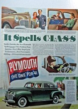 1941 Plymouth, 40's Full Page Color Illustration, 10 1/2" x 13 1/2" Print Ad.... - $17.89