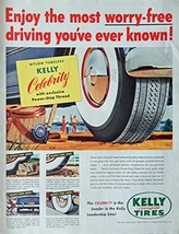 Kelly Springfield Tires, 50&#39;s Print ad. Full page Color Illustration (nylon t... - £14.13 GBP