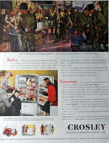 Crosley, 40's Print Ad. Color Illustration 10 1/2" X 13 1/2" Print Art. (army... - £14.30 GBP
