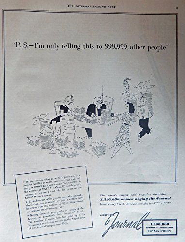 Ladies Home Journal. Full Page B&W Illustration (P.S. - I'm only telling this... - $17.89