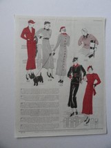 Page of Latest Fashions, 30's Print Ad. Full Page Color Illustration (Novembe... - $17.89