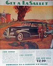 1938 LaSalle Car, print ad. Full Page Color Illustration (farm,dog, turk... - £14.25 GBP