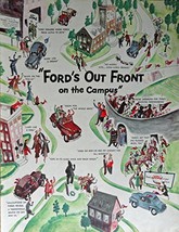 Ford Cars, 40&#39;s Print ad. Full Page Color Illustration (&quot;Ford&#39;s out front on ... - £14.03 GBP