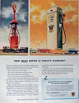 Ethyl Gasoline, 50&#39;s Print ad. Full Page Color Illustration (gas pumps, cars)... - £14.29 GBP