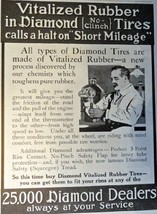 Diamond Vitalized Rubber in Tires, Print Advertisment. 1913 B&amp;W Illustra... - $17.89