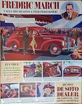 1938 DeSoto Dealer Car, print ad. Full Page Color Illustration (Fredric March... - £14.30 GBP