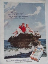 Chesterfield, 30&#39;s Print Ad. Color Illustration (man and woman on rock in oce... - £14.03 GBP