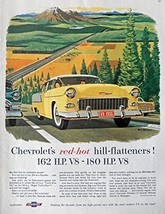 1955 Chevrolet V8 Cars, 50's Print ad. Full page Color Illustration (passing ... - £14.07 GBP