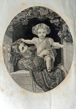 Theodor Jenson, Painting 1800's Engraved & Printed by Illman Brother's B&W Ar... - $17.89