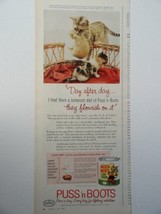 Puss&#39;n Boots, 60&#39;s Color Illustration, Print Ad. 5 1/2&quot; x 13 1/2&quot; (cat carryi... - £9.76 GBP