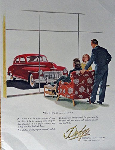 Primary image for 1948 Dodge, 40's Print Ad. Full Page Color Illustration (BEAUTIFUL RED CAR / ...