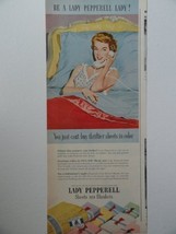 Lady Pepperell Sheets, 50&#39;s Color painting, Illustration, Print Ad. 5 1/2&quot; x ... - $17.89