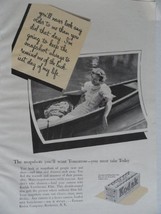 Kodak Film, 30&#39;s Print Ad. B&amp;W Illustration (woman in boat) Original Vin... - £14.09 GBP
