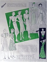Advance Styles, July 1938, Print Ad. Full Page B&amp;W Illustration (Women&#39;s Dres... - £14.24 GBP