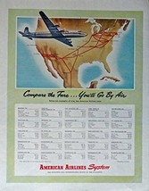 American Airlines System, 40&#39;s Print Ad. Full Page Color Illustration (Compar... - £14.03 GBP