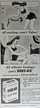 Band-Aid, 40&#39;s Print ad. B&amp;W Illustration (all stockings aren&#39;t nylons!) Orig... - £14.01 GBP