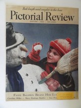 Pictorial Review Magazine 1937 (cover only) cover art Boy making a snowman - £14.24 GBP