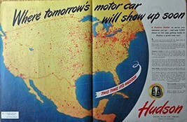 Hudson Cars, 40&#39;s Print ad. Color Illustration[centerfold] (map of Hudson Dea... - £14.26 GBP