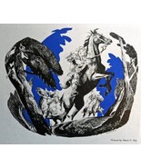 Henry C. Pitz, 40&#39;s color Illustration 8&quot;x7&quot; Print art (three riders on ... - £14.07 GBP