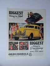 Oldsmbile, 40&#39;s Print Ad. full page color Illustration (yellow car/people in ... - £14.26 GBP