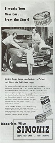 Primary image for Simoniz Wax, 40's Print ad. B&W Illustration (father,mother and daughter waxi...