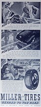 Miller Tires, 40's Print ad. B&W Illustration (geared to the road) Original V... - $17.89