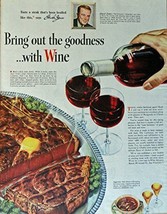 Idwal Jones, 40&#39;s Print ad. Full Page Color Illustration (wine and steak) Ori... - £14.30 GBP