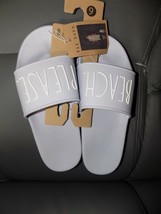Rae Dunn Beach Please Slides Sandals Lavender Lilac Ivory Size 9 Women&#39;s... - £28.71 GBP