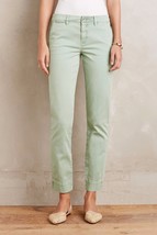 NWT ANTHROPOLOGIE STET MID-RISE GREEN CROPPED CHINOS by PILCRO 27 - $49.99