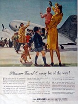 The Airlines of the United States, 40&#39;s Print Ad. Full Page Color Illustratio... - £13.37 GBP