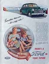 1946 Ford Cars. 40&#39;s Print ad. full Page Color Illustration. Fantastic, ... - $10.99