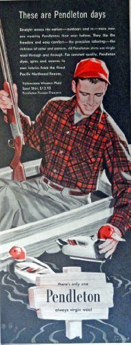 Pendleton Virgin Wool, Print advertisment. 50's Color Illustration, 5 1/2" x ... - $17.89