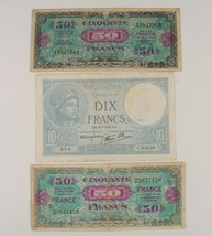 WW2 France 3-Notes Kit 1941-1944 Français Francs Et Allied Militaire Cur... - $57.70