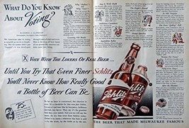 Schlitz Beer, 40&#39;s Print ad. two full page centerfold, Color Illustration (wh... - £14.03 GBP