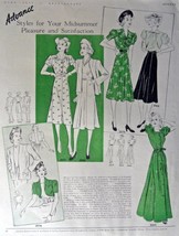 Women&#39;s Advance Styles, August 1938, Print Ad. Full Page B&amp;W Illustratio... - £8.78 GBP