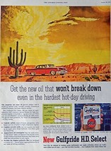 Gulfpride H.D. Select Motor Oil, 50&#39;s Print ad. full page Color Illustra... - $17.89
