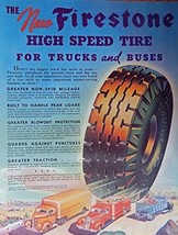 Firestone High Speed Tires. Full Page Color Illustration (trucks on high... - £14.06 GBP