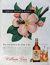 William Penn Whiskey, 40&#39;s Print ad. full page Color Illustration (bee on flo... - £14.03 GBP