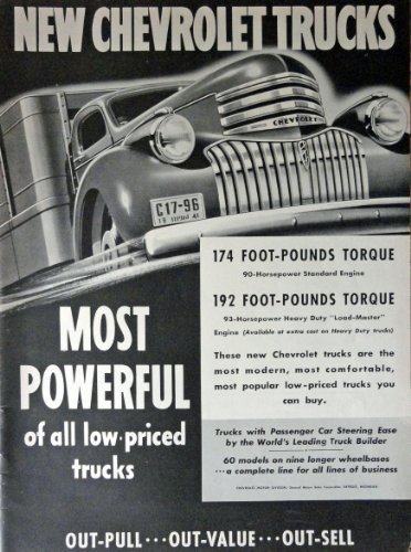 Primary image for 1941 Chevrolet Trucks, Print advertisment. 40's B&W Illustration, 10 1/4" x 1...